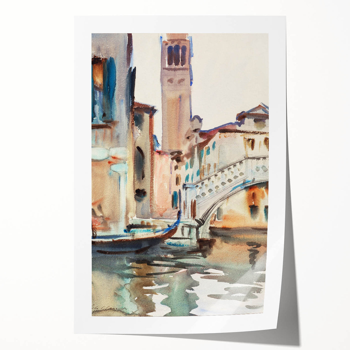 Modern Venetian Scene - Watercolor Bridge Wall Art by Sargent