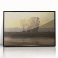 Modern Wall Art: Serene Twilight Landscape with Trees and River Scene