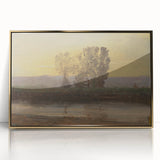 Modern Wall Art: Serene Twilight Landscape with Trees and River Scene