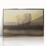 Modern Wall Art: Serene Twilight Landscape with Trees and River Scene
