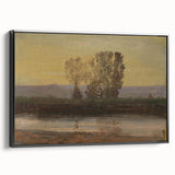 Modern Wall Art: Serene Twilight Landscape with Trees and River Scene