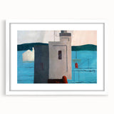 Modern Wall Art: Abstract Waterfront Scene with Bold Minimalist Style