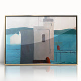 Modern Wall Art: Abstract Waterfront Scene with Bold Minimalist Style