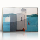Modern Wall Art: Abstract Waterfront Scene with Bold Minimalist Style