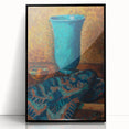 Abstract Still Life - Blue Vase and Textured Cloth Wall Art