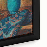 Abstract Still Life - Blue Vase and Textured Cloth Wall Art
