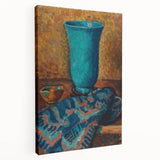 Abstract Still Life - Blue Vase and Textured Cloth Wall Art