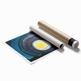 Modern Wall Art: Radiant Abstract Sunrise with Bold Color Layers