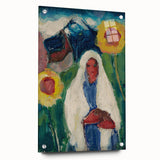 Abstract Sunflowers and Woman - Modern Colorful Wall Art Design