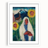 Abstract Sunflowers and Woman - Modern Colorful Wall Art Design