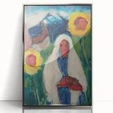 Abstract Sunflowers and Woman - Modern Colorful Wall Art Design