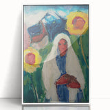 Abstract Sunflowers and Woman - Modern Colorful Wall Art Design