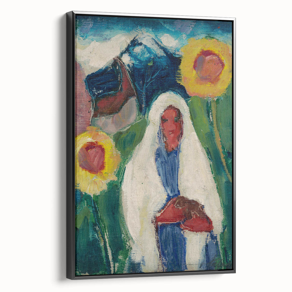 Abstract Sunflowers and Woman - Modern Colorful Wall Art Design