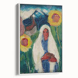 Abstract Sunflowers and Woman - Modern Colorful Wall Art Design