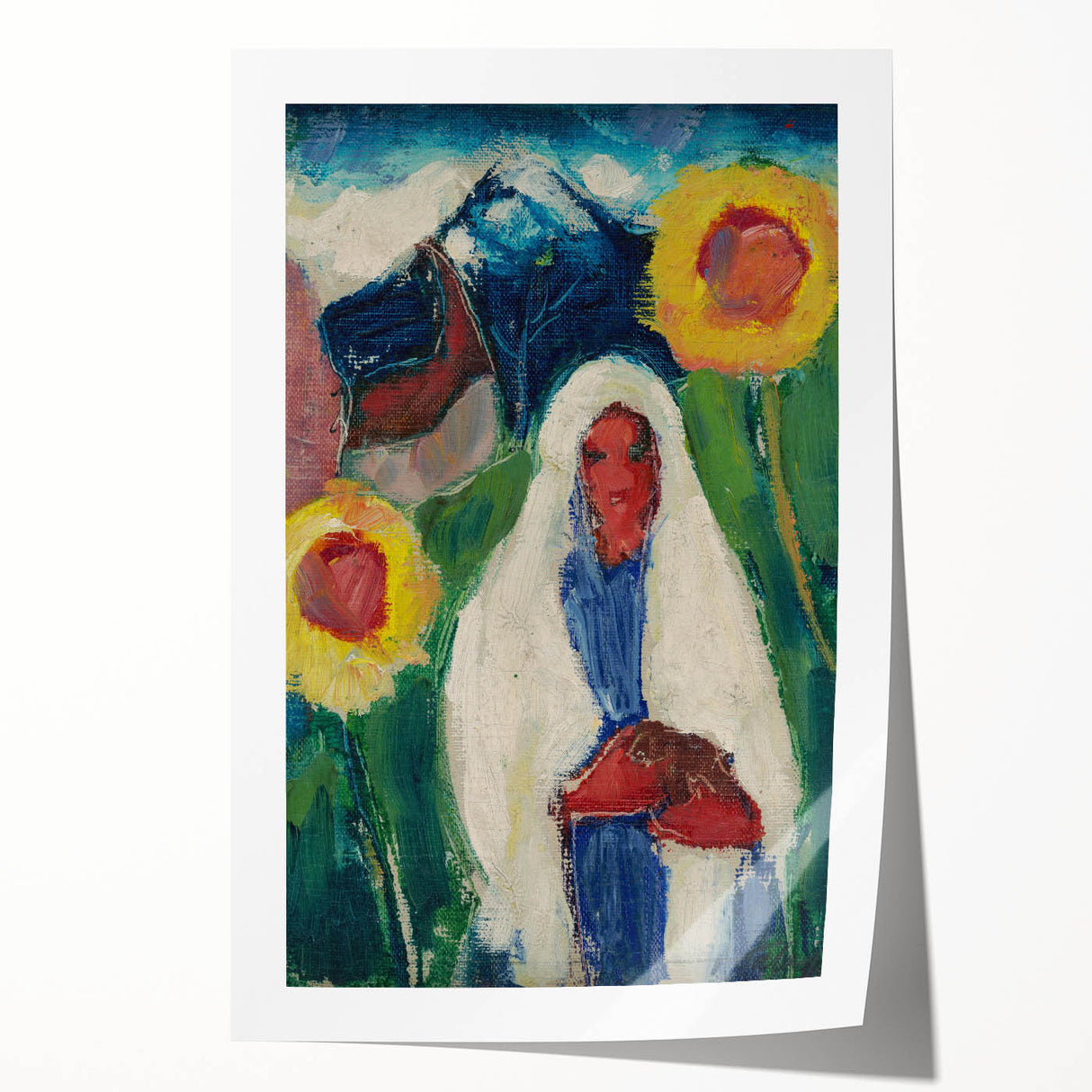 Abstract Sunflowers and Woman - Modern Colorful Wall Art Design