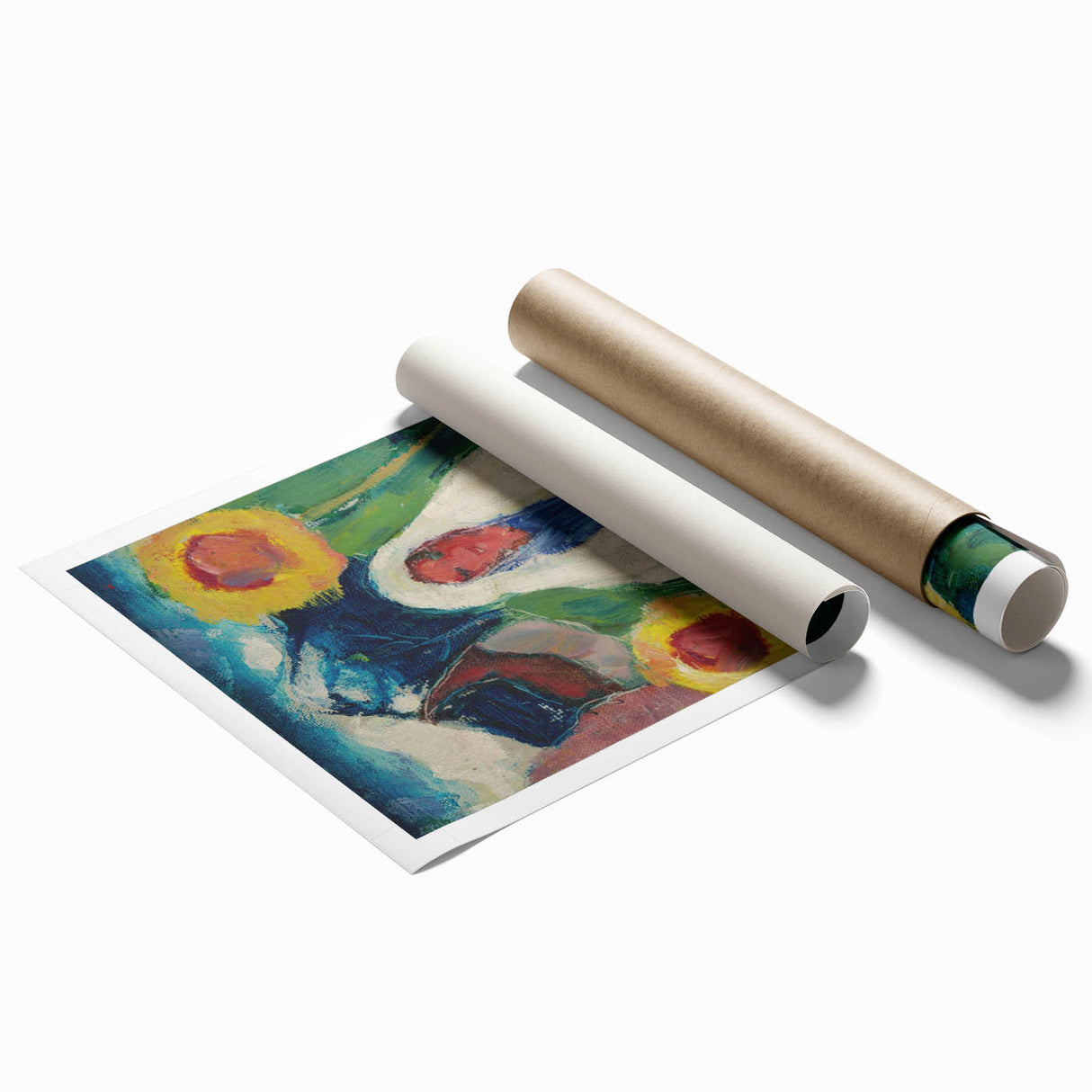 Abstract Sunflowers and Woman - Modern Colorful Wall Art Design