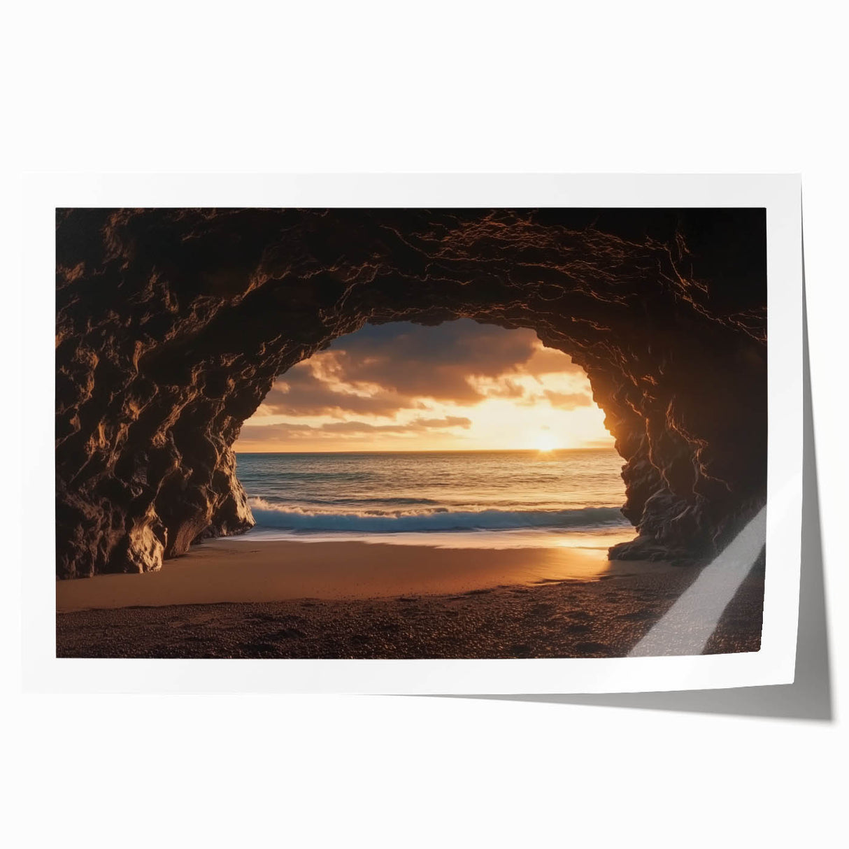Stunning rolled print showcasing a vibrant landscape with intricate cave formations and rich earthy tones, perfect for enhancing home decor and art collections.
