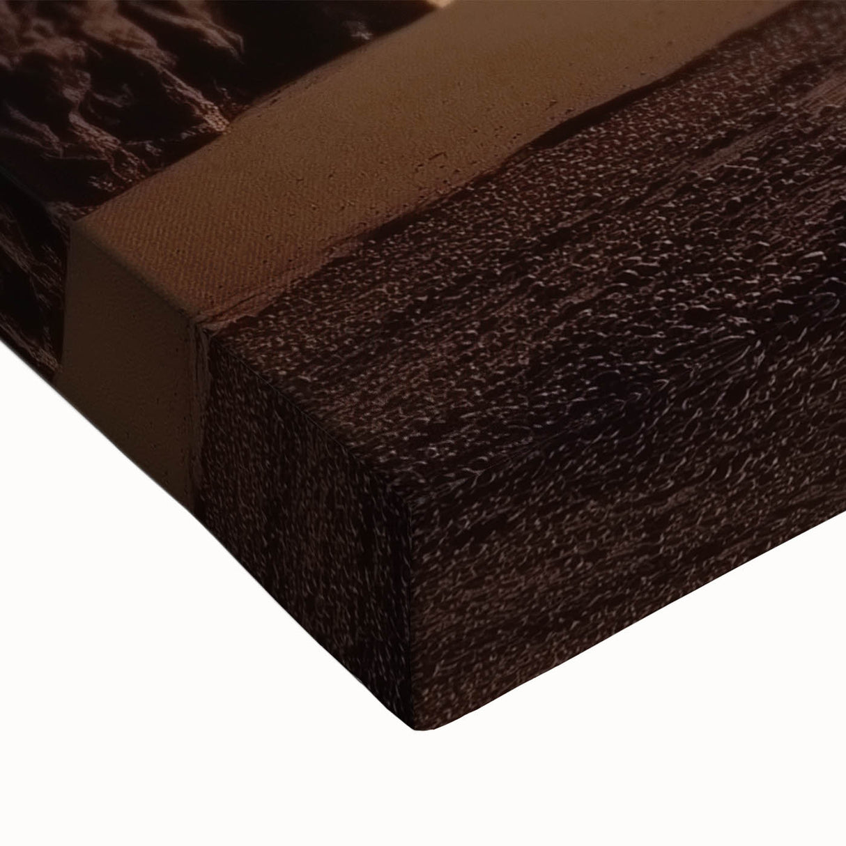 Close-up of a stretched canvas artwork depicting vibrant landscapes and caves, showcasing intricate details and rich colors, perfect for home decor and art enthusiasts.