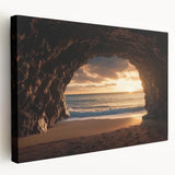 Stretched canvas artwork depicting a vibrant landscape with intricate cave formations, showcasing rich colors and textures, perfect for enhancing interior spaces.
