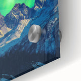 Close-up of a vibrant acrylic landscape featuring dramatic cliffs and vivid colors, ideal for home decor or art lovers, showcasing intricate brushwork and texture.