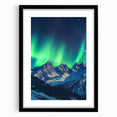 Black-framed landscape artwork showcasing dramatic cliffs and serene nature, enhanced with a white mat for a polished presentation, perfect for home decor.