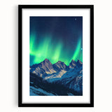 Black-framed landscape artwork showcasing dramatic cliffs and serene nature, enhanced with a white mat for a polished presentation, perfect for home decor.