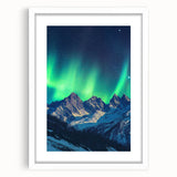 Framed landscape artwork showcasing dramatic cliffs against a serene sky, featuring a white mat and sleek black frame, ideal for modern home decor.