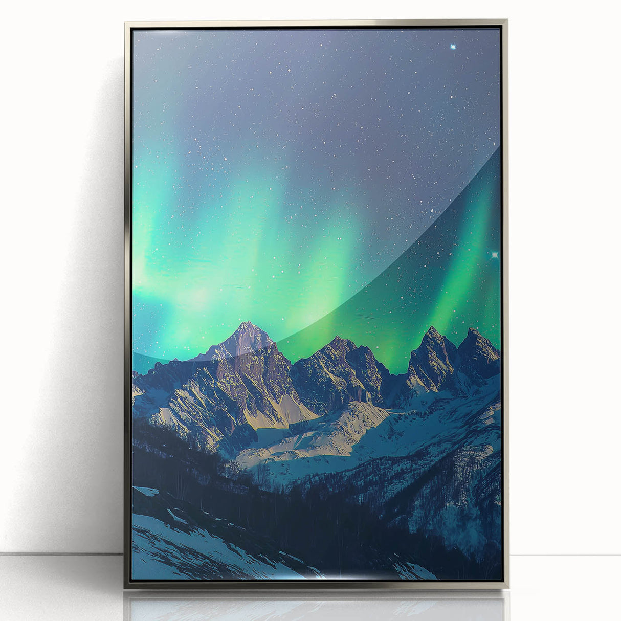 Framed acrylic artwork showcasing a breathtaking cliff landscape with vibrant colors and intricate details, perfect for enhancing modern home decor.