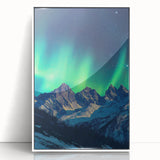 Framed acrylic artwork showcasing vibrant landscapes with dramatic cliffs under a bright blue sky. The white frame enhances the color contrast, ideal for modern home decor.