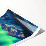 Stunning rolled print showcasing a vibrant landscape with dramatic cliffs and serene skies, perfect for home decor or art lovers, securely packaged in a robust tube.