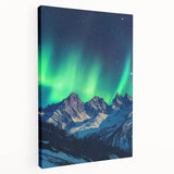 Stretched canvas artwork depicting a dramatic landscape of cliffs under a vibrant sunset, showcasing rich colors and intricate textures, ideal for home decor.