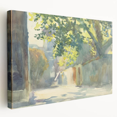 Romanticism Art - Sunlit Wall Under a Tree by John Singer Sargent