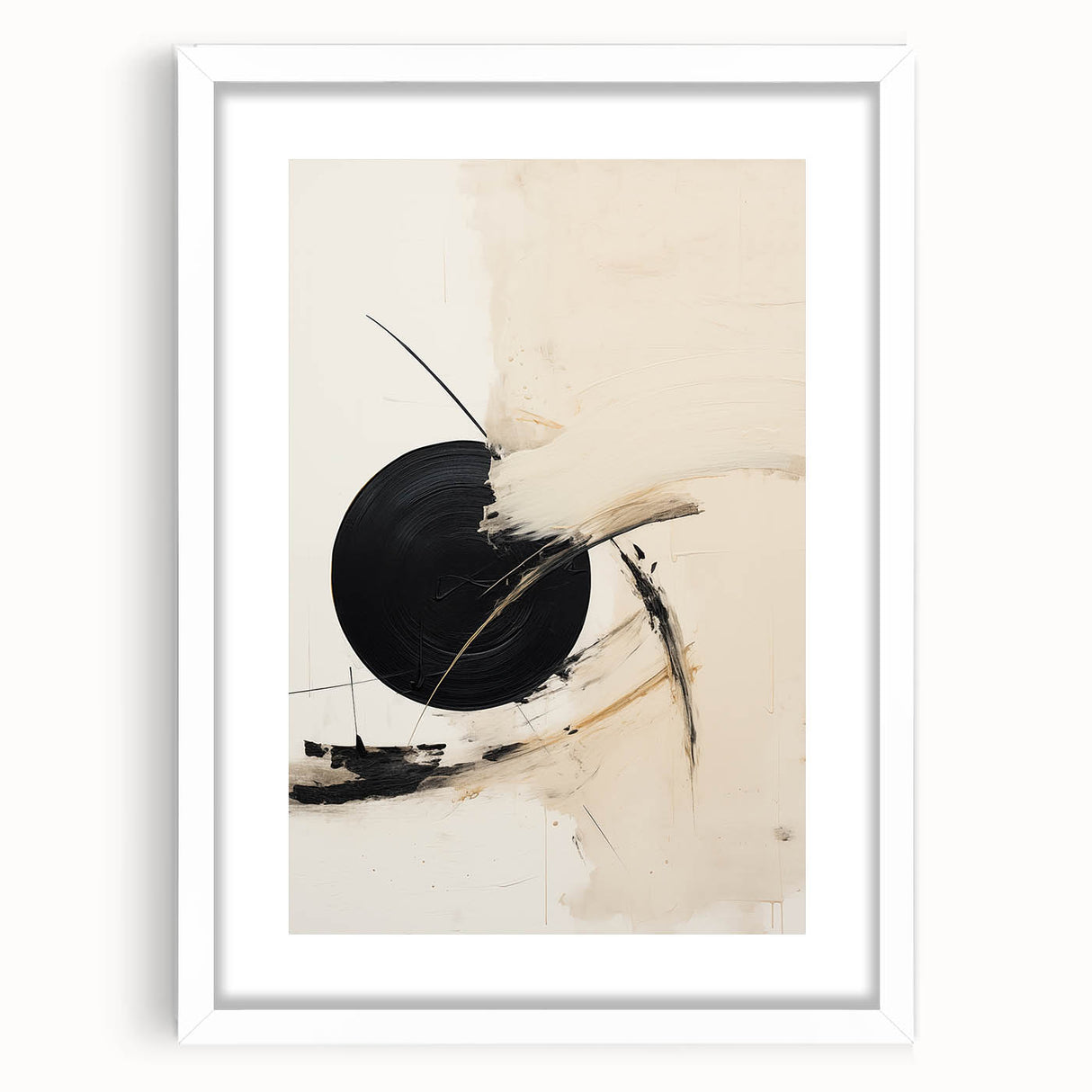 Custom Dining Room Wall Decor – Abstract Black & Beige Canvas