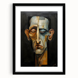 Abstract figurative art frame in sleek black with a white mat, showcasing a modern design ideal for contemporary decor, enhancing any living space ambiance.