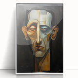 Framed acrylic artwork showcasing an abstract figurative design in white, highlighting smooth lines and contemporary aesthetics, perfect for modern home decor.