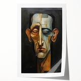 Abstract figurative art print showcasing vibrant colors and dynamic shapes, rolled for easy shipping and display, perfect for modern decor enthusiasts.