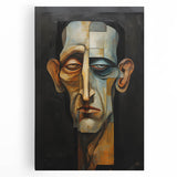 Abstract figurative stretched canvas artwork showcasing vibrant colors and dynamic shapes, ideal for modern home decor. Perfect for adding a contemporary touch to living spaces.