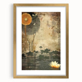 Abstract floral wall art framed in gold with a white mat, showcasing vibrant colors and intricate designs, perfect for enhancing modern home decor.