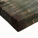 Close-up view of vibrant abstract floral wall art on stretched canvas, showcasing intricate details in bold colors and textures, perfect for home decor.