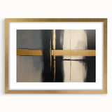 Abstract geometric frame in gold finish, featuring a contemporary design with a matte border, ideal for enhancing modern decor and showcasing artwork.