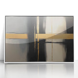 Framed acrylic artwork featuring an abstract geometric design in white tones, ideal for modern home decor, showcasing clean lines and contemporary style.