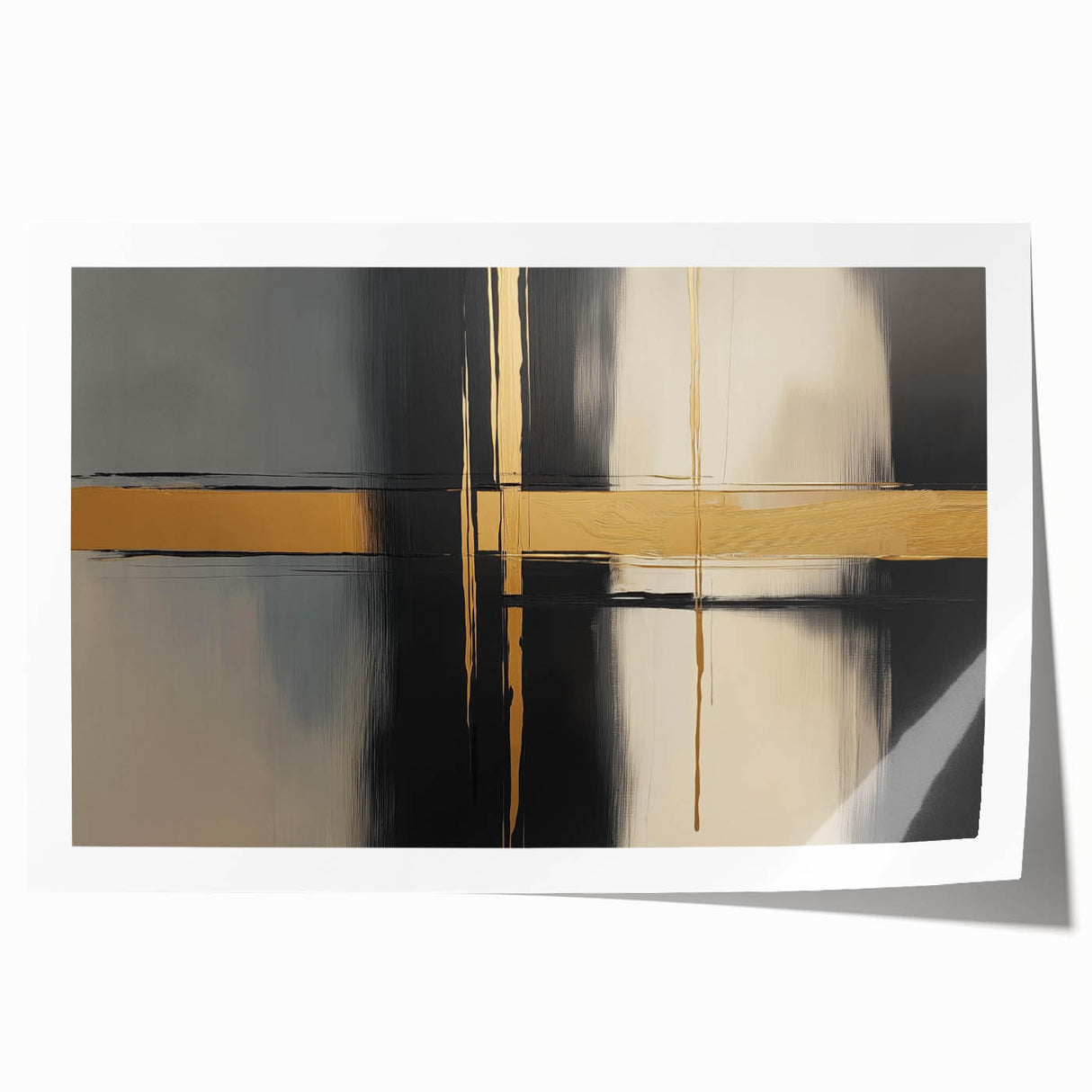 Abstract geometric rolled print showcasing vibrant colors in a modern design, ideal for contemporary home decor. Packaged securely in a cardboard tube for safe delivery.