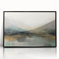 Framed abstract landscape wall art showcasing rich colors and dynamic shapes, presented in a sleek black frame, perfect for modern home decor.