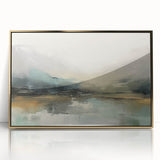 Framed acrylic wall art depicting an abstract landscape in gold tones, showcasing dynamic shapes and textures, perfect for modern home decor. Ideal for enhancing living spaces with a touch of elegance.