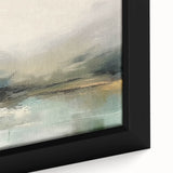 Close-up of a framed abstract landscape wall art piece showcasing vibrant colors and intricate textures, perfect for modern home decor.