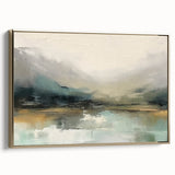 Framed abstract landscape wall art featuring a gold color palette, showcasing textured details and sleek design, perfect for modern home décor.