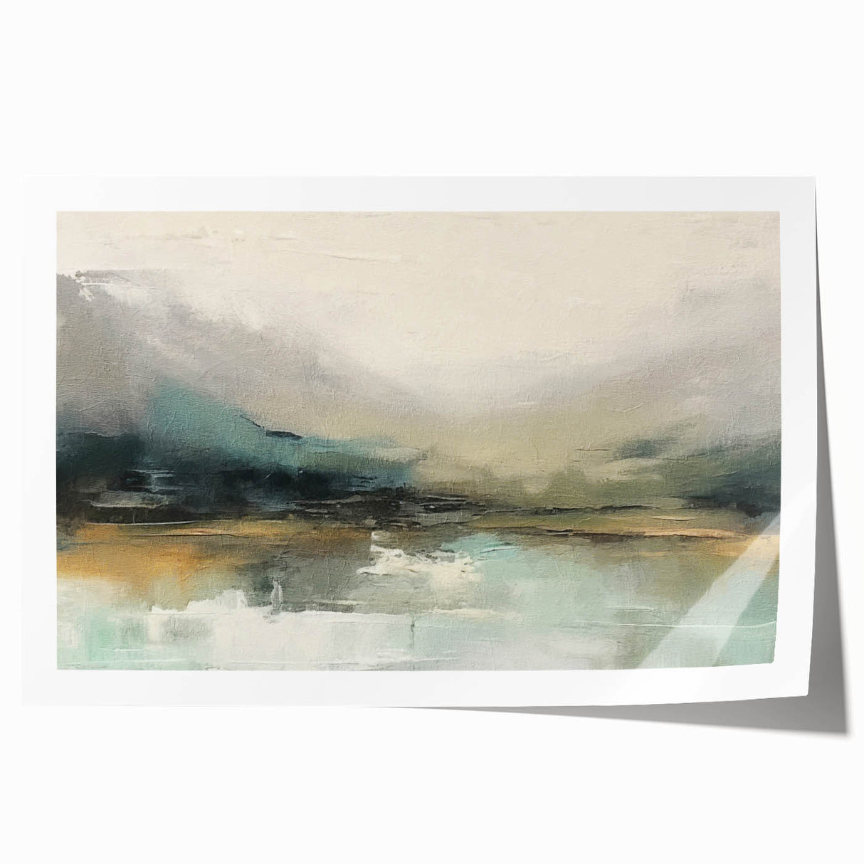 Abstract landscape wall art print showcasing vibrant colors and fluid shapes, ideal for modern home decor. Rolled and ready for framing, perfect for enhancing any space.