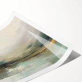 Abstract landscape wall art print featuring vibrant hues of blue and orange, ideal for modern decor. The piece showcases a textured design that adds depth to any room.