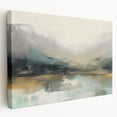 Abstract landscape wall art on stretched canvas, showcasing vibrant colors and flowing shapes, designed to enhance modern home decor with a unique artistic touch.