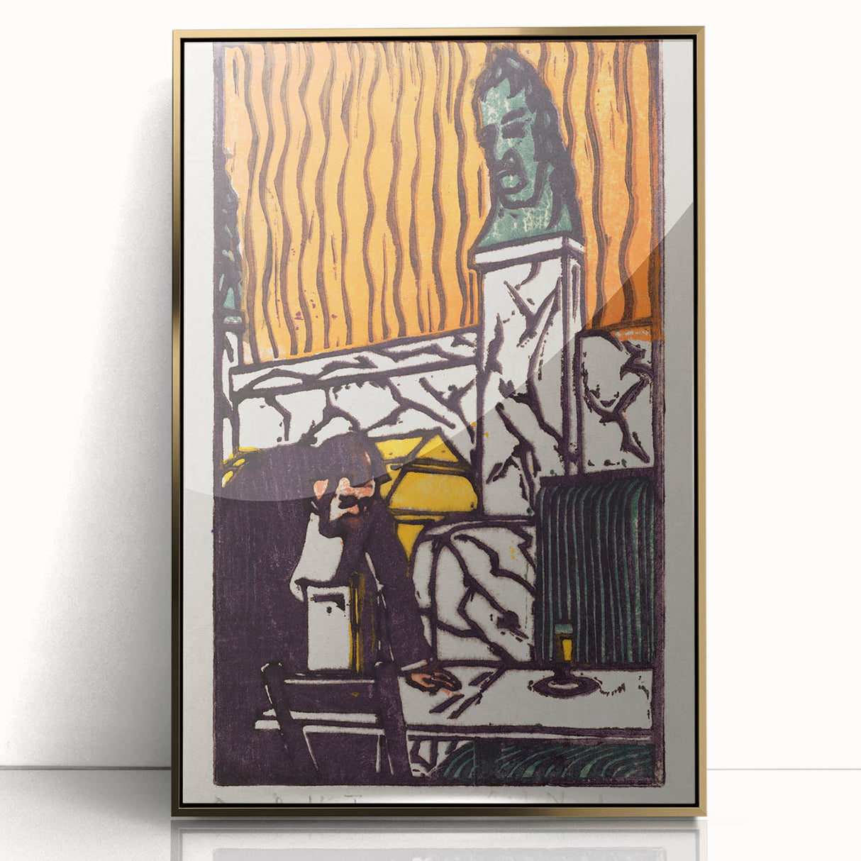 Expressionist Art - Bold Café Scene with Vibrant Colors